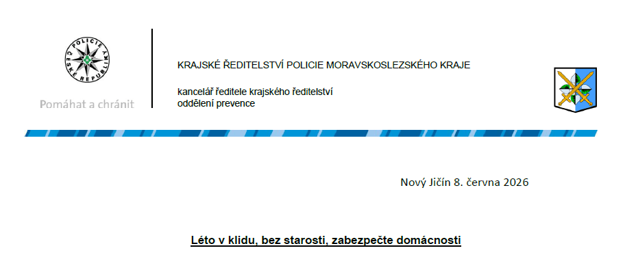 Obrázek k aktualitě Článek PČR - Léto v klidu, bez starosti, zabezpečte domácnosti