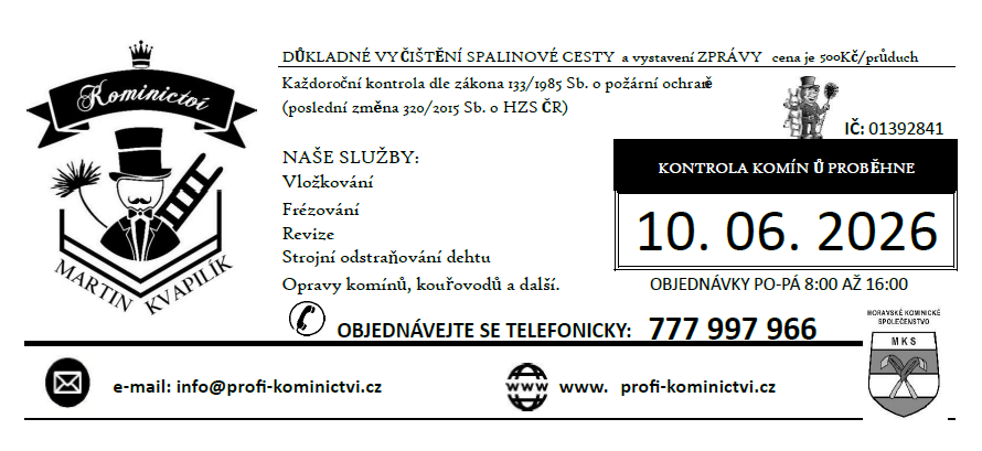 Obrázek k aktualitě Nabídka kominických služeb 10. 06. 2026 