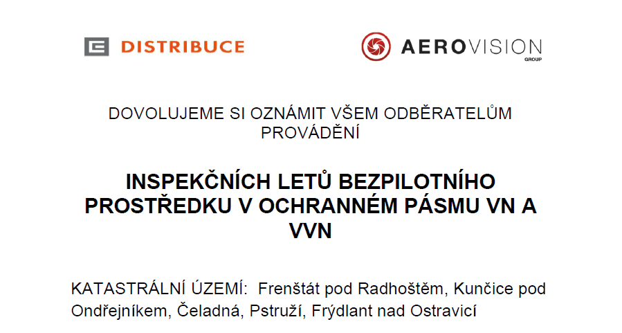 Obrázek k aktualitě Oznámení o plánovaném inspekčním letu UAS v okolí vaší obce za účelem kontroly OP vedení VN