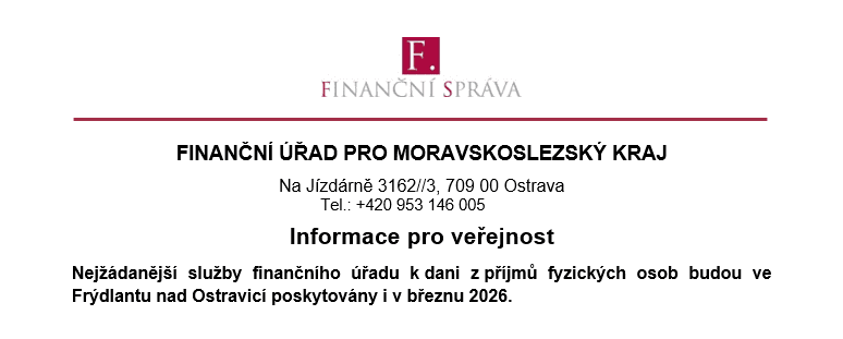 Obrázek k aktualitě Finanční úřad pro MSK - Informace pro občany k přiznání k dani z příjmů fyzických osob